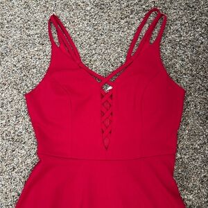 Red speechless dress